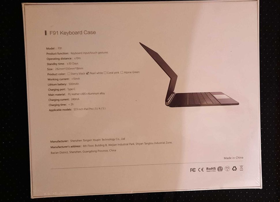 Husa cu tastatura iPad Pro 3,4,5 de 12,9 inch NEGRU/ALB