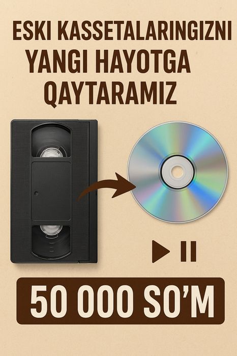 Vediyo kasetalarni tiklash 
Kasetangizni DVD y