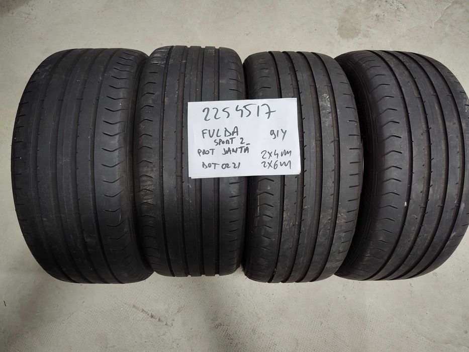Anvelope 225 45 17 Fulda dot 2021 profil 4 si 6 mm pret 150 bucata