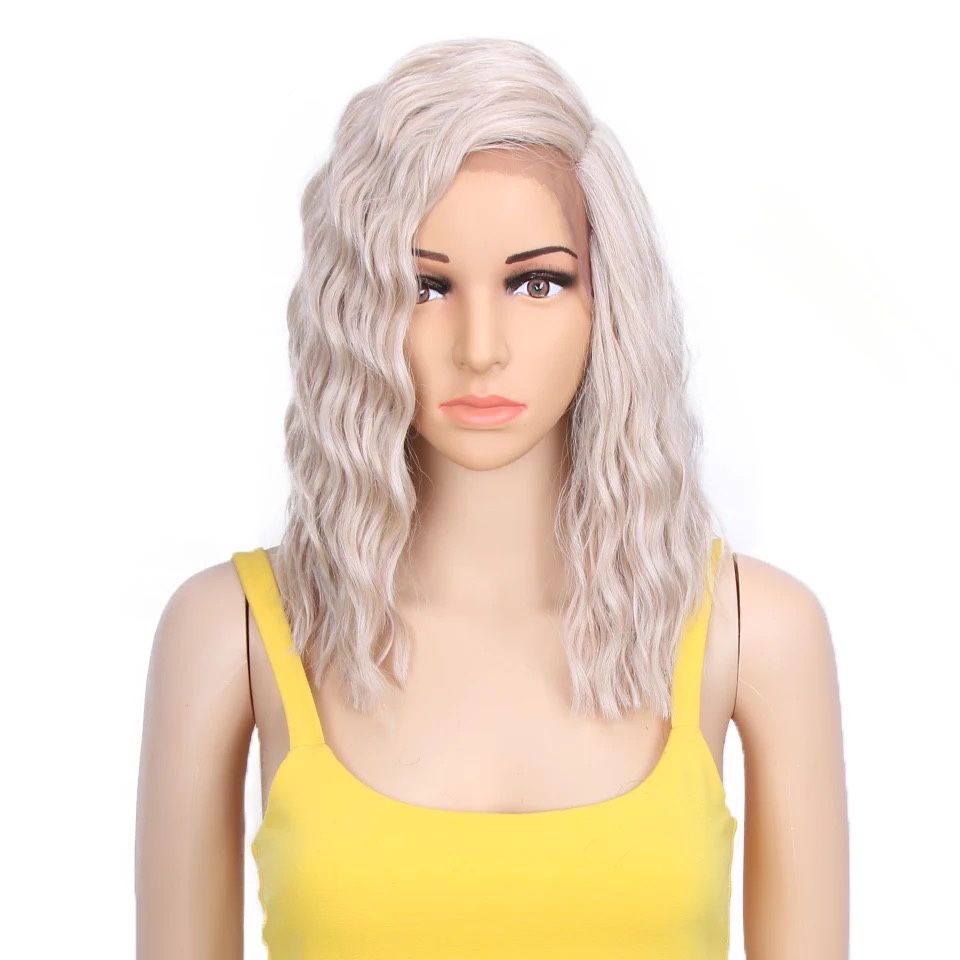 Peruca F97 FRONT LACE Blonda bob gri Silver Blond Deschis platinata