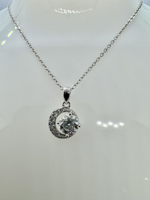 Сребърно колие с мойсанит (Диамант) 1 карат