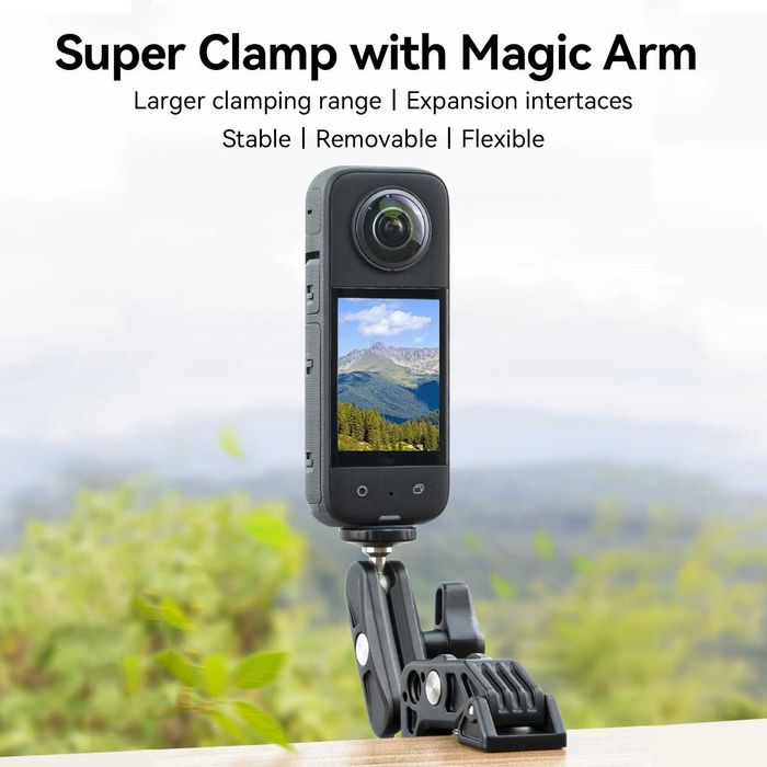 Clema prindere Magic Arm 360 cu filet monitor camera foto Insta360
