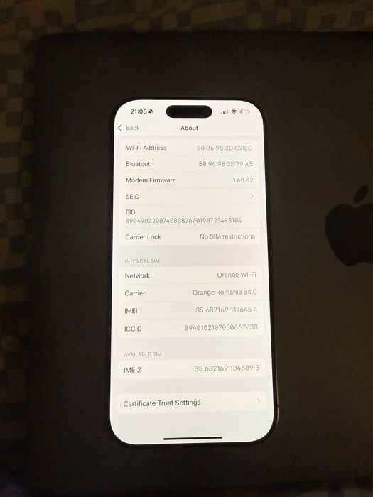 Iphone 16 Pro, 512 gb, usoare urme de zgarieturi fine pe ecran, 92%bat