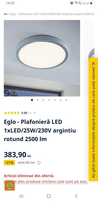 Plafonieră LED Eglo.