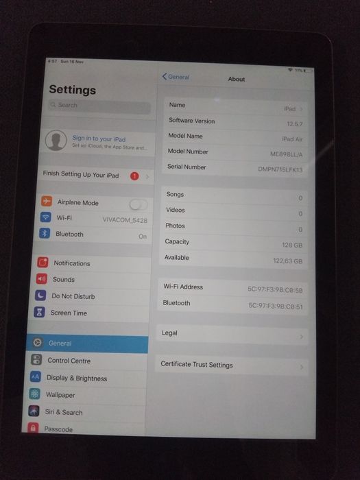 iPad Air Model Number-ME8998LL/A