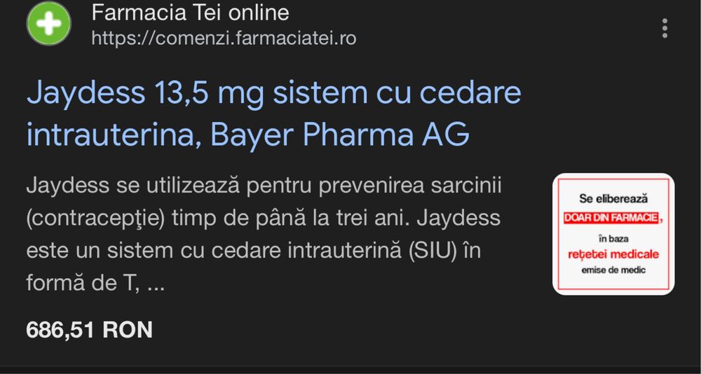 Sterilet hormonal Jaydess
