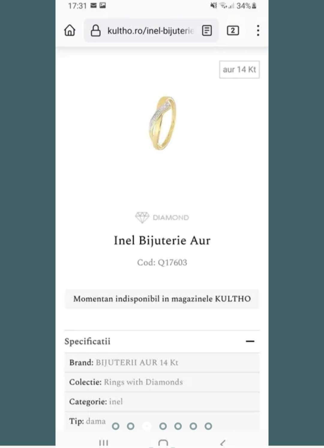 Inel 14k cu 3 diamante Kultho