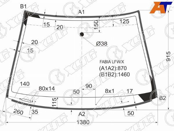 Стекло лобовое (Молдинг) Skoda Fabia 99-08 Skoda Fabia