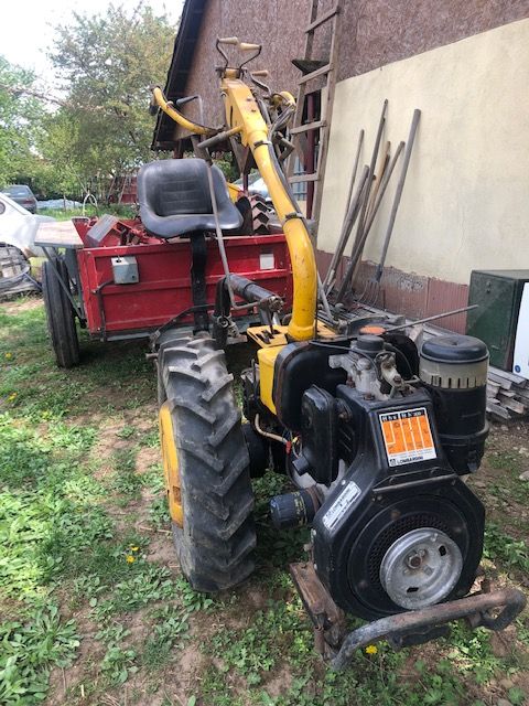Motocultor Lombardini diesel 12CP remorcă 1T, plug, freză, semănătoare