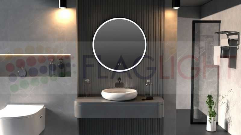 -10% Светещо Кръгло LED огледало за баня Ф60 Ф70см с димиране, антифог