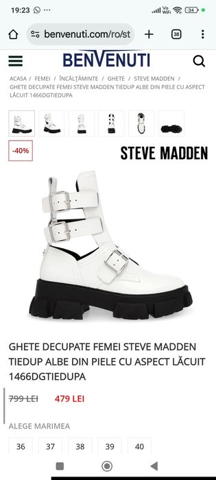 Ghete din piele lăcuită steve madden Nr 38 noi in cutie