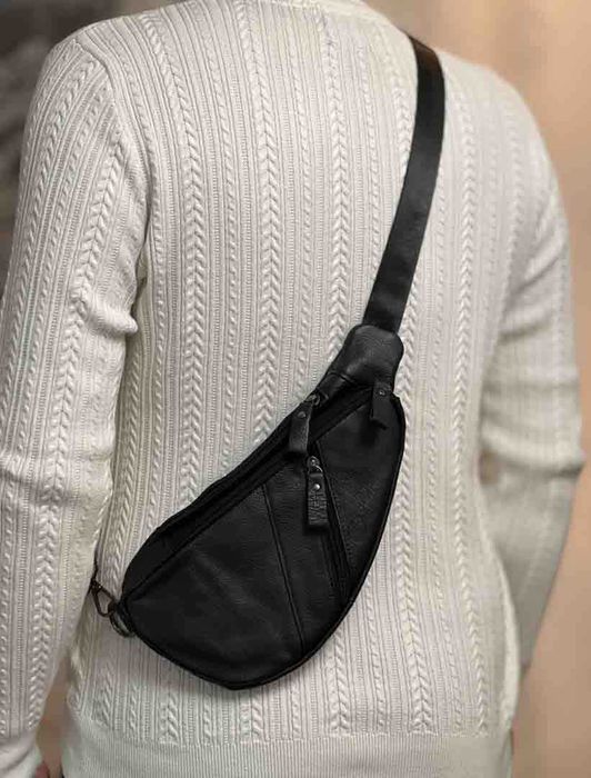 Borseta diagonala Barbati (crossbody) Slim: Piele Naturala Negru- Maro