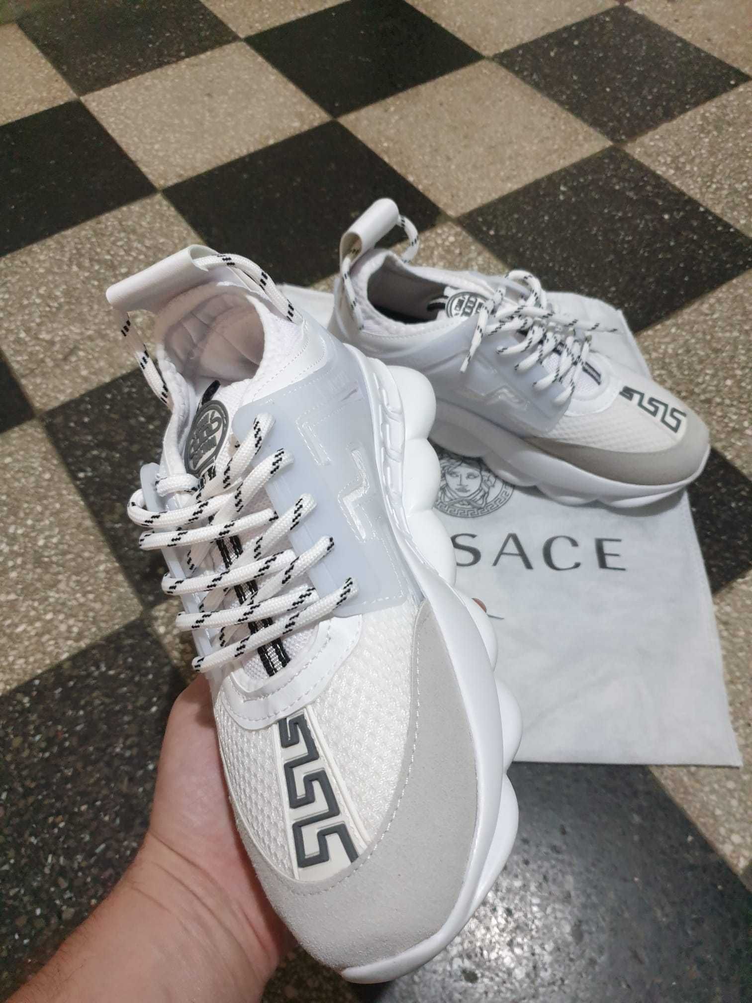 Adidasi unisex dama si barbati Versace Chain Reaction white