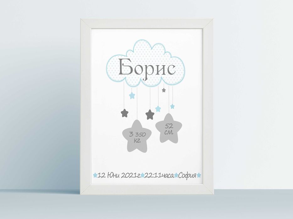 Бебешка визитка с данни за новородено