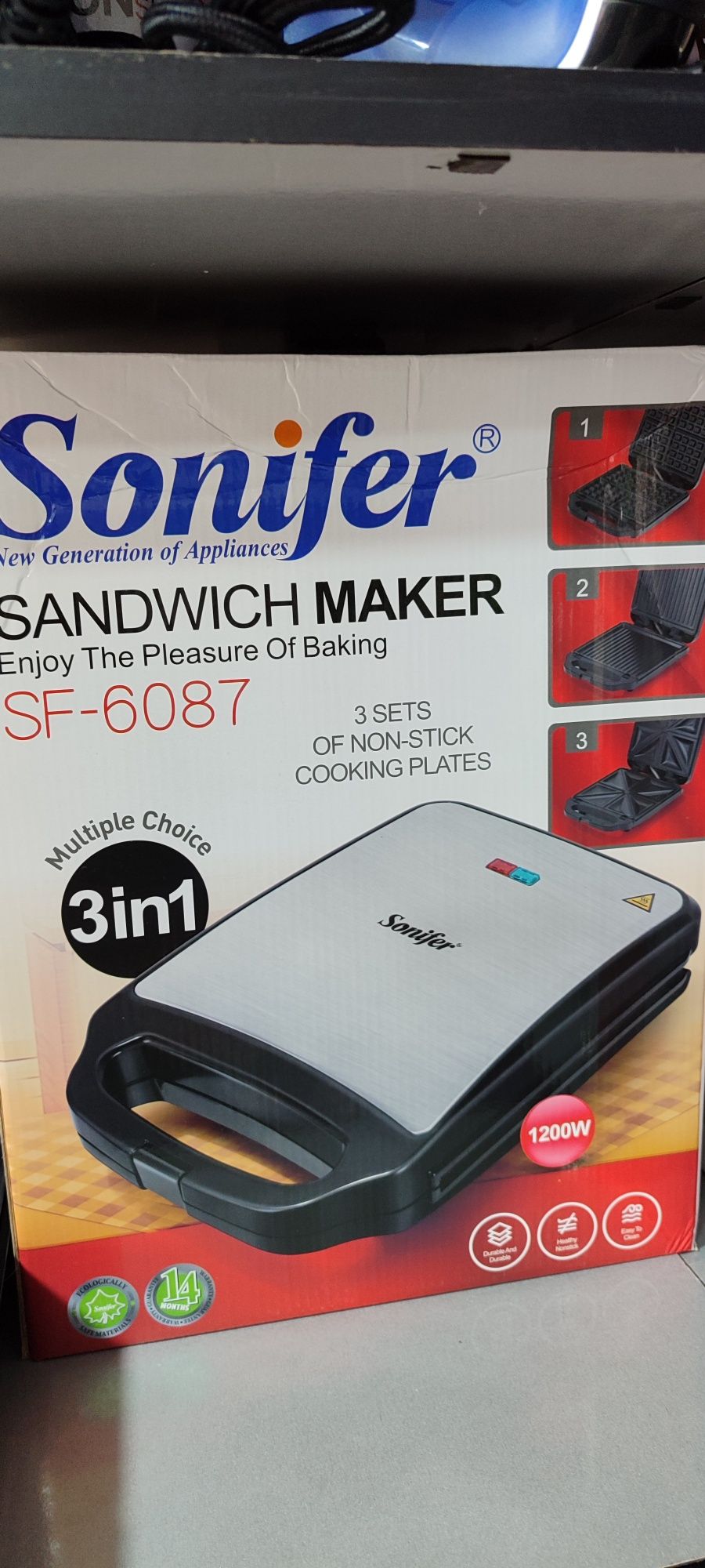 Мультипекарь-тостер, сэндвичница,гриль, вафельница 3в1 Sonifer 6087.