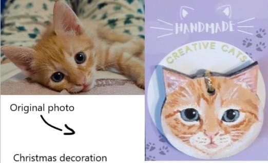 Decorațiune brad Crăciun  cu pisica/ câinele tau pictată