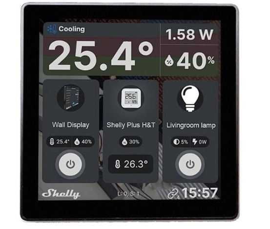 Interruptor Smart Shelly Wall Display negru Wi-Fi Bluetooth, resigilat