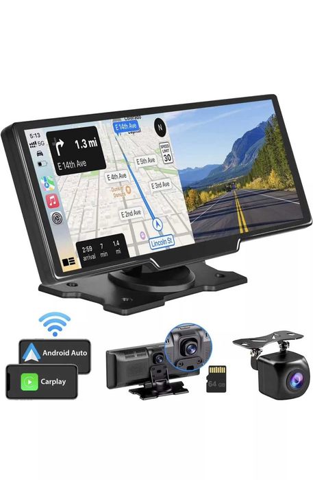 Мултимедия с Carplay, Android Auto Westods  9.3" две камери, IPS с DVR
