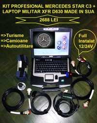 Kit tester auto Mercedes Mb Star C3 + Laptop Militar Xfr D630 12/24V