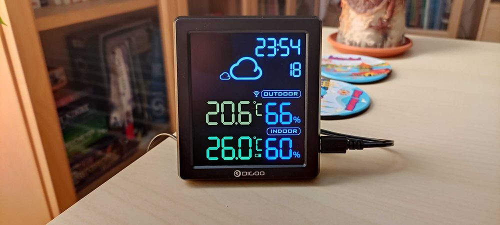 Метео станция с външен сензор, влажност, вътрешна и външна температура