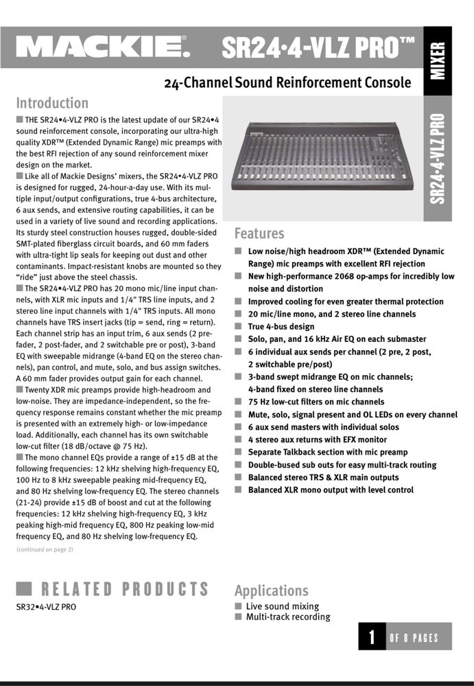 Mackie SR 24.4 VLZ mixer (Маки) смесителен пулт