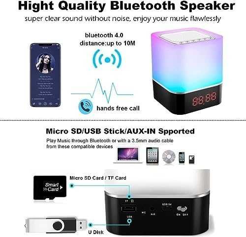 Нова Портативна Лампа с Bluetooth Говорител и Будилник Подарък дом