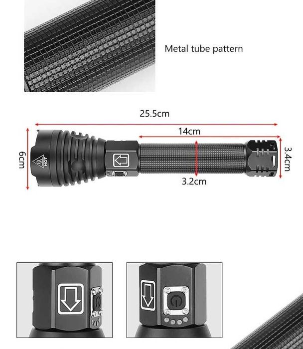 Lanterna Litwod-1909 metalica , led XHP90 cu 2 acumulatori NCR18650B