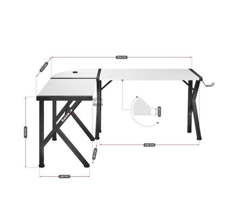 Birou gaming pentru colt Huzaro 154 x 117 x 74 cm