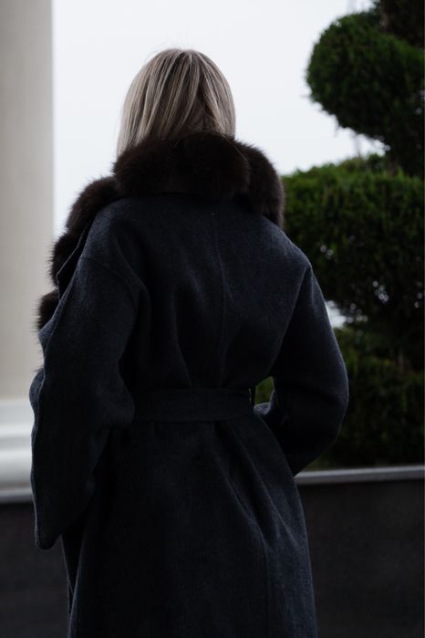 Palton Lung Casmir Blana Naturala