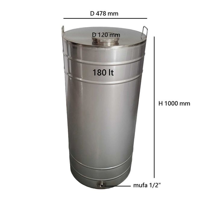 Butoi inox alimentar pentru palinca si vin 200 litri