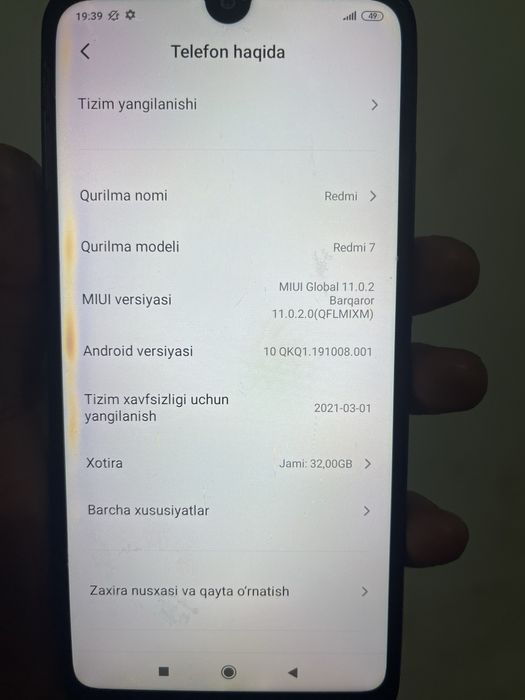 Redmi 7  sotiladi srochni 450ming oʻtb beraman