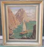 Tablou vechi - peisaj marin  Capri - semnat