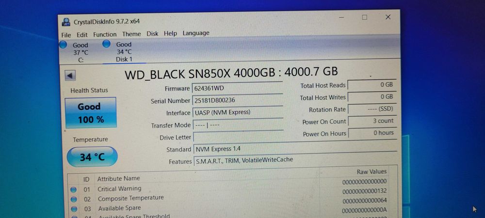 SSD WD Black SN850X de 4 TB PCI Express 4.0 ,nou  , Garantie  2030