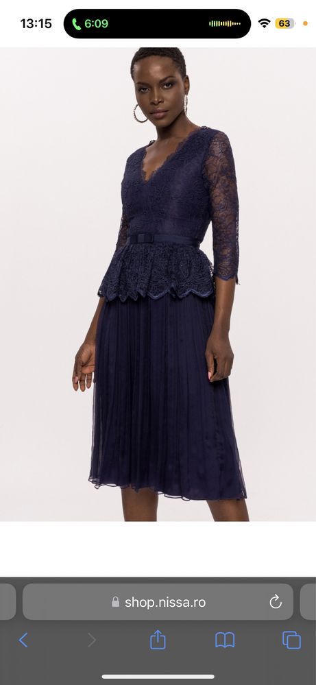 Rochie de matase cu dantela / marimea 40 / NISSA
