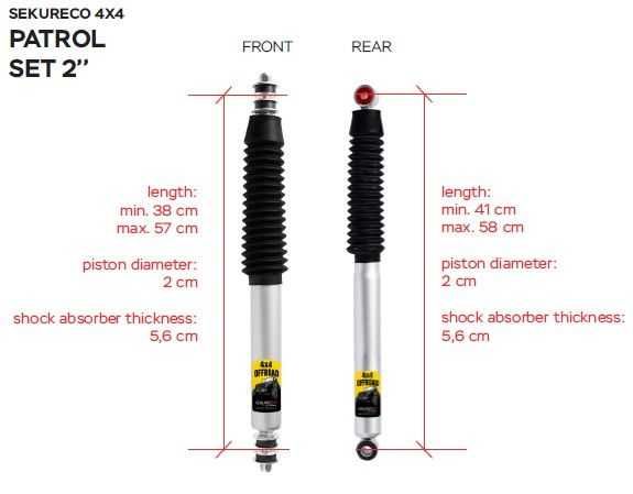 Амортисьори +2 и +4 инча за Nissan Patrol