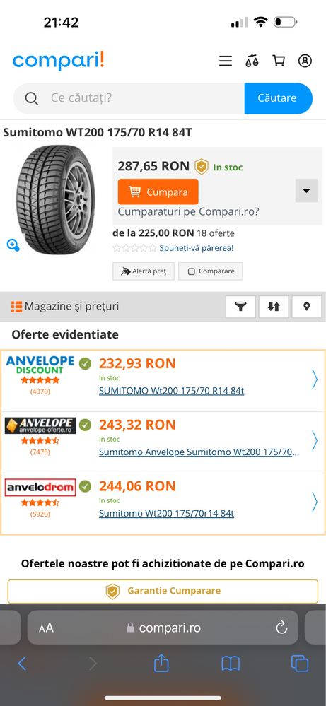 Anvelopa iarna Sumitomo WT200 175/70 R14 NOUA