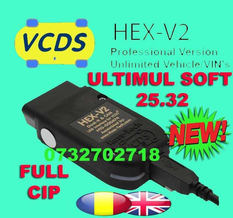 Tester VCDS VAG COM V2 25.32 Romana Engleza AUDI SEAT SKODA Stick 64gb