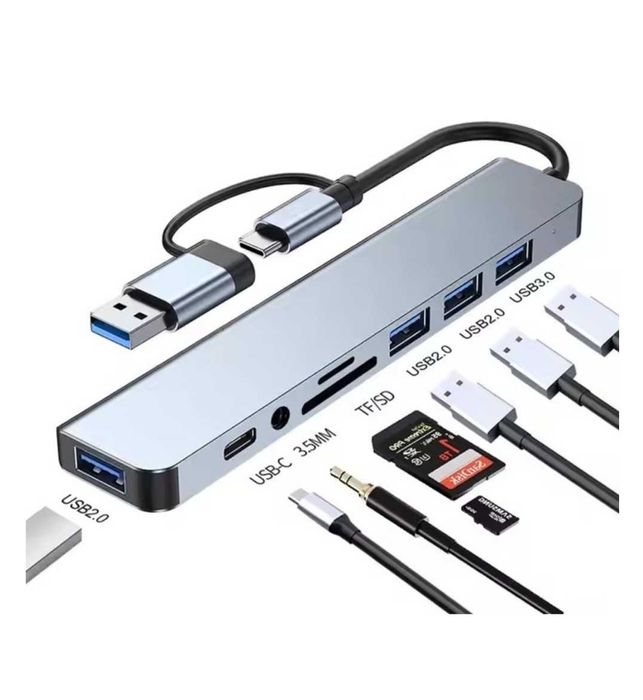HUB Type C USB A (Док станция) 8 в 1. Для MacBook. Алматы.