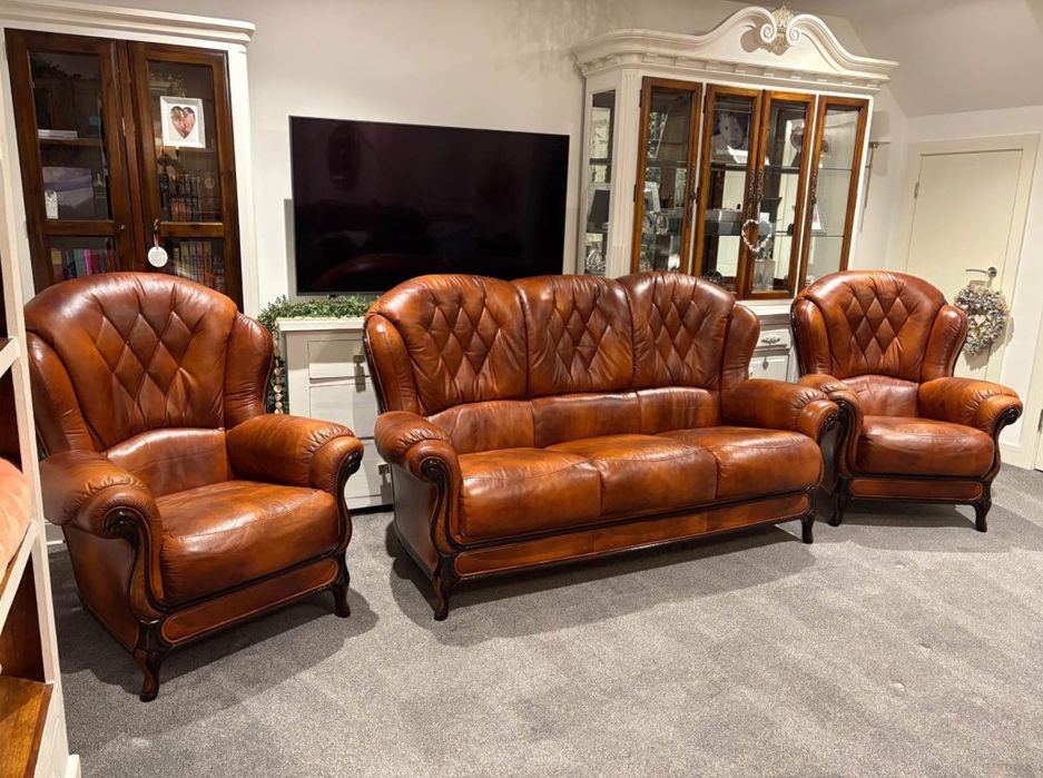 Холна Гарнитура Естествена кожа и масив