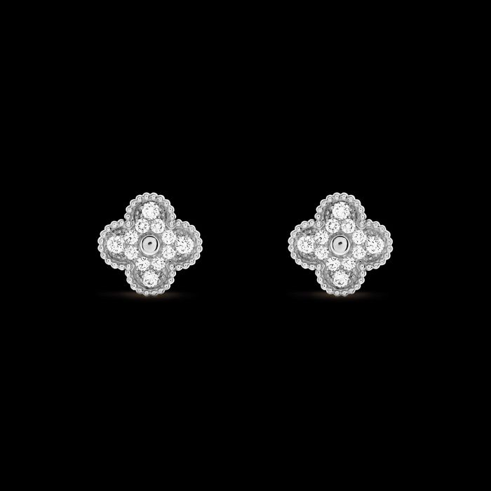 Van Cleef & Arpels VCA Silver Diamond Vintage Alhambra Дамски Обеци