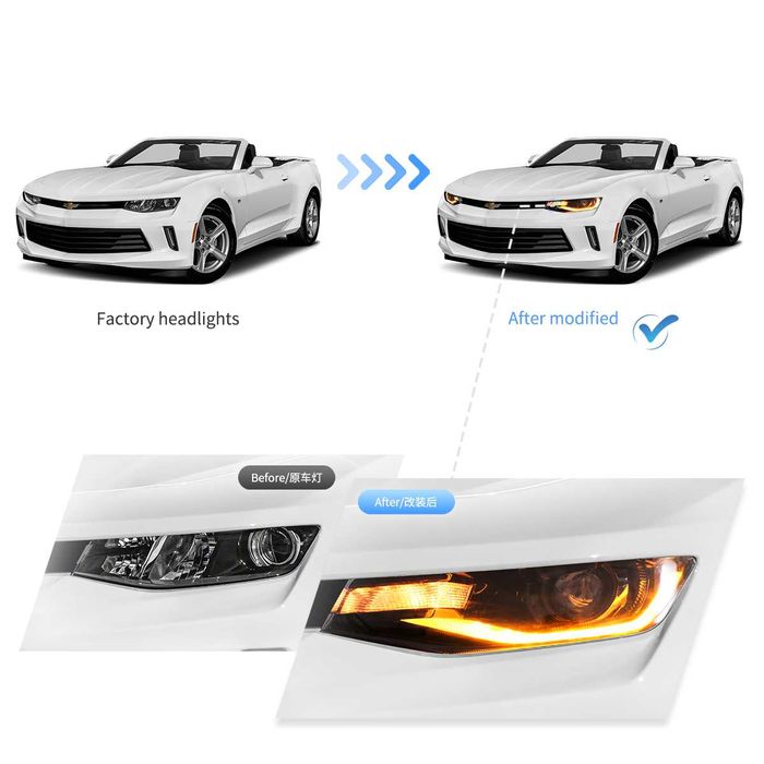 Комплект LED фарове с динамични мигачи за Chevrolet Camaro 2016 - 2018
