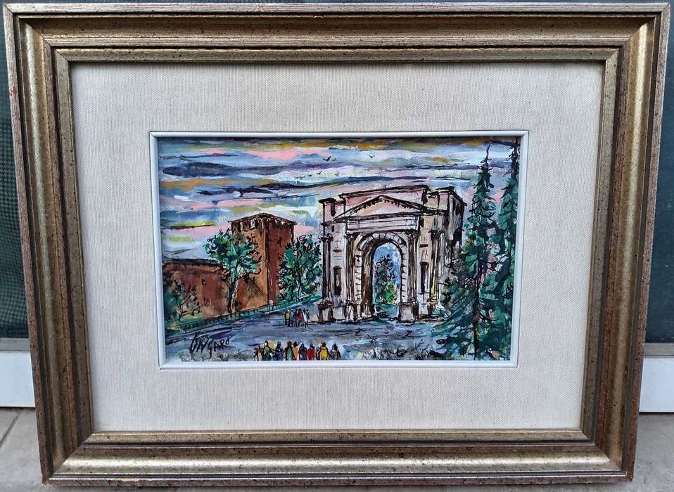 Tablou vechi - L`arco dei Gavi - semnat Ongaro