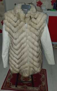 Vând haina de blana naturala, mâneci din piele