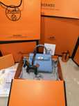 Geanta Hermes Kelly 19cm Blue/Piele naturala 100%/Punga/Cutie Hermes