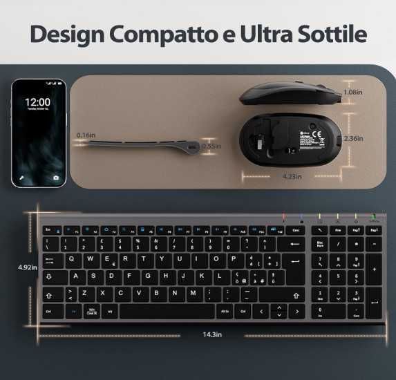 Безжична клавиатура и мишка iClever IC-GK03, 2.4GHz