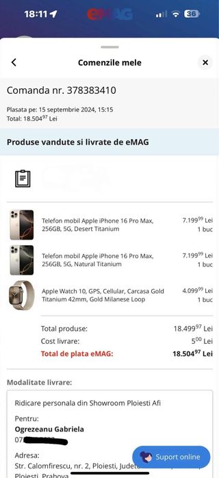 Iphone 16 Pro Max Garantie Noiembrie 2026