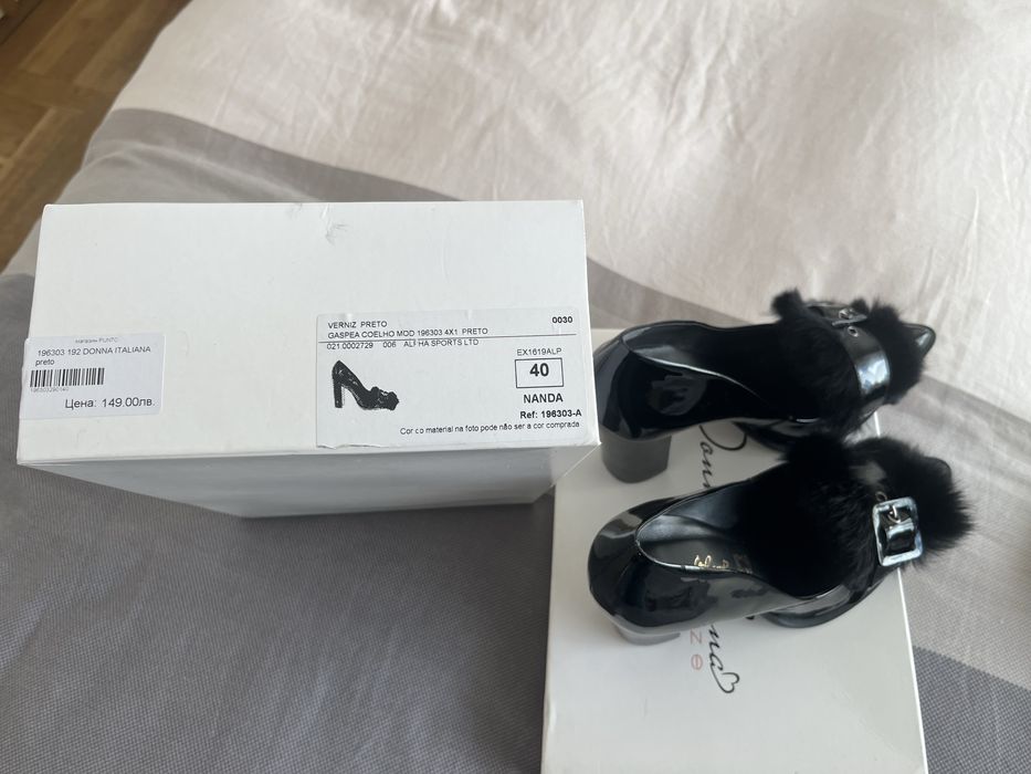 Обувки естествен лак с висок ток