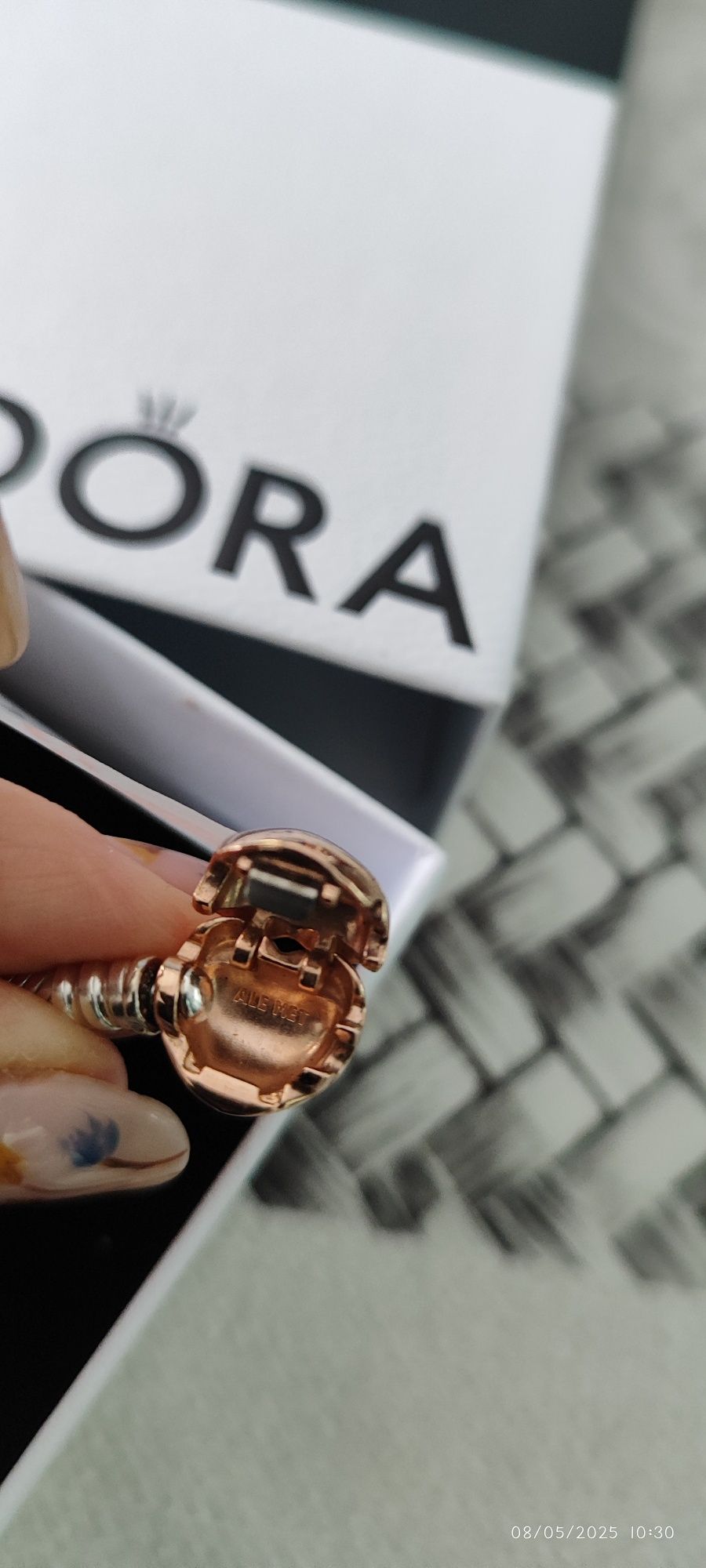 PANDORA оригинална, 17см, сертификат и кутия, Роуз голд сърце. Сребро