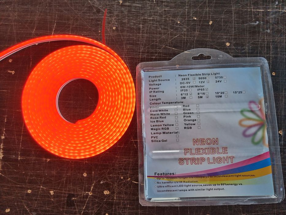 Червен LED неон - 5 метра