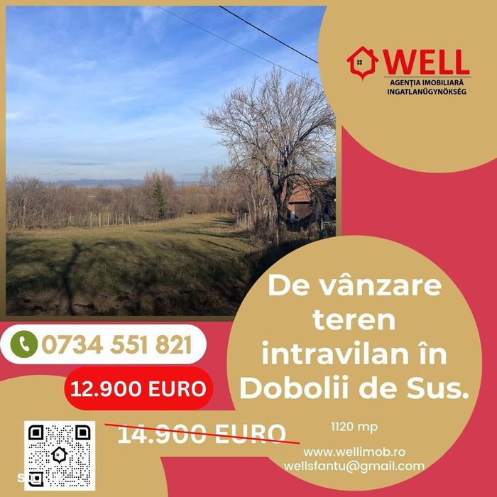 De vânzare teren intravilan în Dobolii de Sus